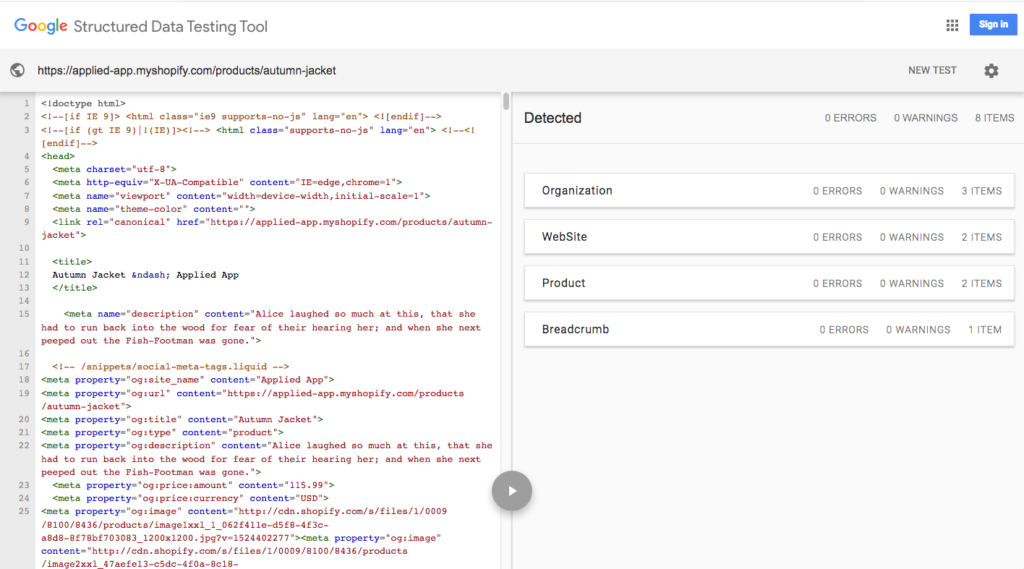 structured data items