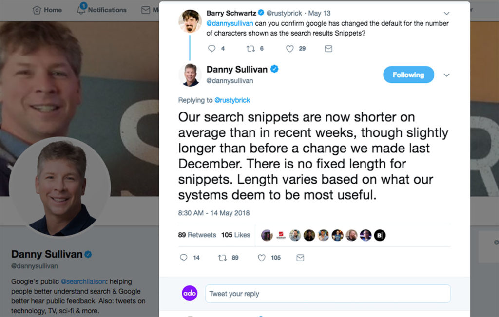 danny sullivan meta description update 2018