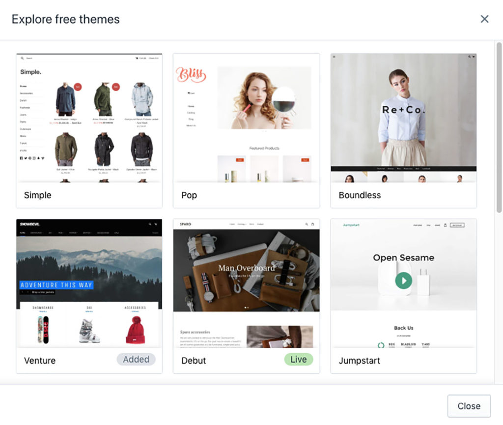 free theme templates shopify 