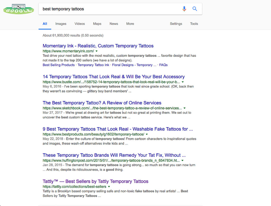 organic search results