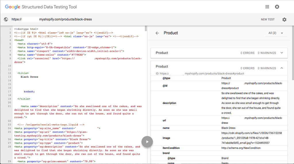 product schema details