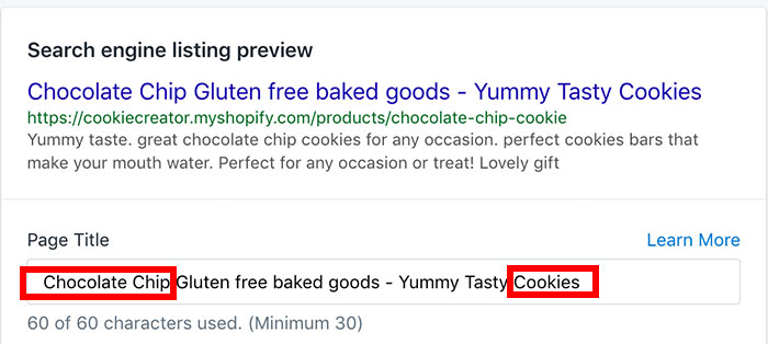 bad example keyword in page title