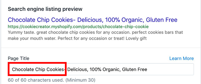 good example keyword in page title