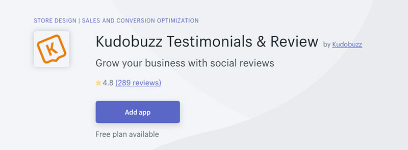 kudo. buzz review app shopify