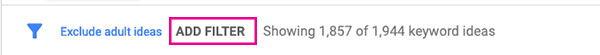 add filter google keyword planner
